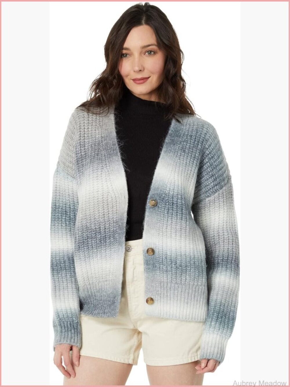 Ombre Cardigan with V-Neck and Button Front